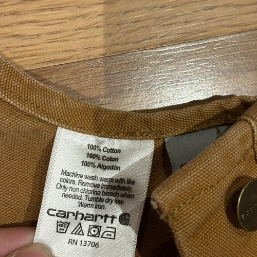 Carhartt Duck Bib Overalls Brown Canvas Double Knee Youth Boys Size 12 - Picture 11 of 15