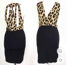 New Motel Rocks Dalphine Dress Small 6-8 UK Bodycon Animal Print Clubbing Party