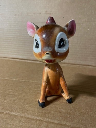Vintage Ceramic Bambi Bobblehead 5.5”