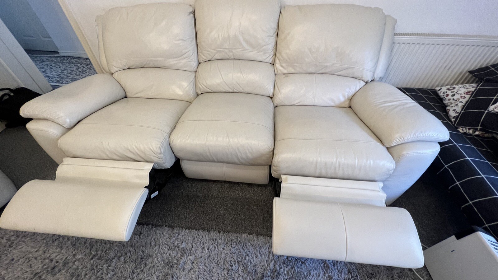 White Leather sofa eBay