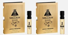 2 Samples Vials ONE MILLION ELIXIR by PACO RABANNE for Men 0.05 oz 1.5 ml Parfum