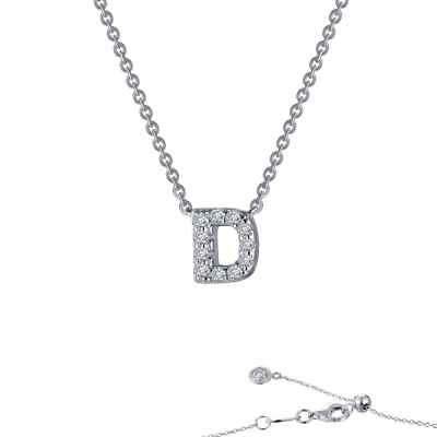 BRAND NEW Lafonn Platinum Bonded 0.40 CTW Letter D Pendant Necklace 9N084CLP20