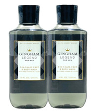 2 BATH  BODY WORKS MEN GINGHAM LEGEND 3 IN 1 HAIR FACE BODY WASH 10 FL OZ NEW