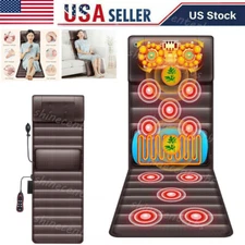 Foldable Full Body Electric Massage Mat for Bed w/ Shiatsu Heated Neck Massager