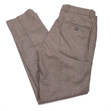 Bar III Skinny Fit Stretch Burgundy & Black Check Suit Pants Mens Size 33 X 32