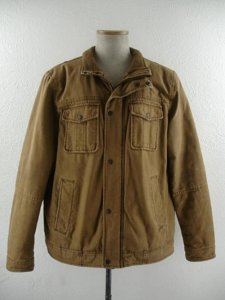 Levi's Men's L Cotton Military Field Jacket Brown Insulated Work Barn Chore Coat