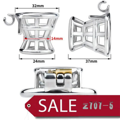 Male Stainless Steel Smooth Breathable Chastity Cage Device Negative Lock Cage