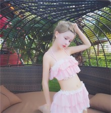 Japanese Sweet Kawaii Bikini Lolita Lady Falbala Swimsuit Swimwear Pink Cute Set