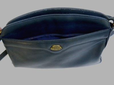 Etienne Aigner Vintage Handcrafted Dark Navy Blue Leather Shoulder