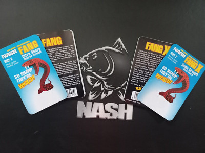 Nash Tackle 2pkg Fang #2 & 2pkg Fang X #2 (barbed) Old School new.