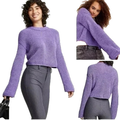 Damen Rundhalsausschnitt Kastenförmig Pullover Sweatshirt - Wild Fable Lila XL
