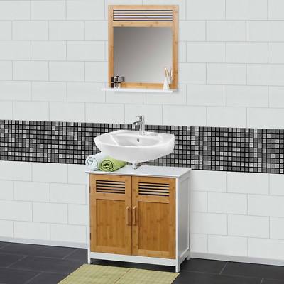 Badmbel HWC-A85, Badezimmer Badschrank Badset Bambus, wei | eBay.de