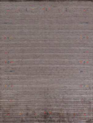 Artisan-made Brown Wool Area Rug Hand-knotted Gabbeh Carpet 8x10 ft
