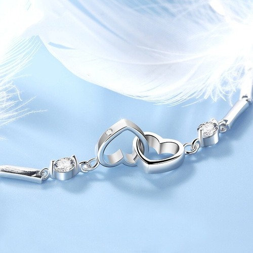 925 Sterling Silver Bracelets Bangles for Women Girl Valentine's Days Zircon - Picture 5 of 8