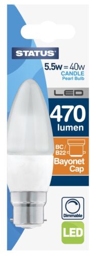 LED Bagnet Cap Ściemnialna żarówka świec - 5,5W - 470 lumenów 5,5SLDCBCB15 STATUS - Zdjęcie 1 z 1