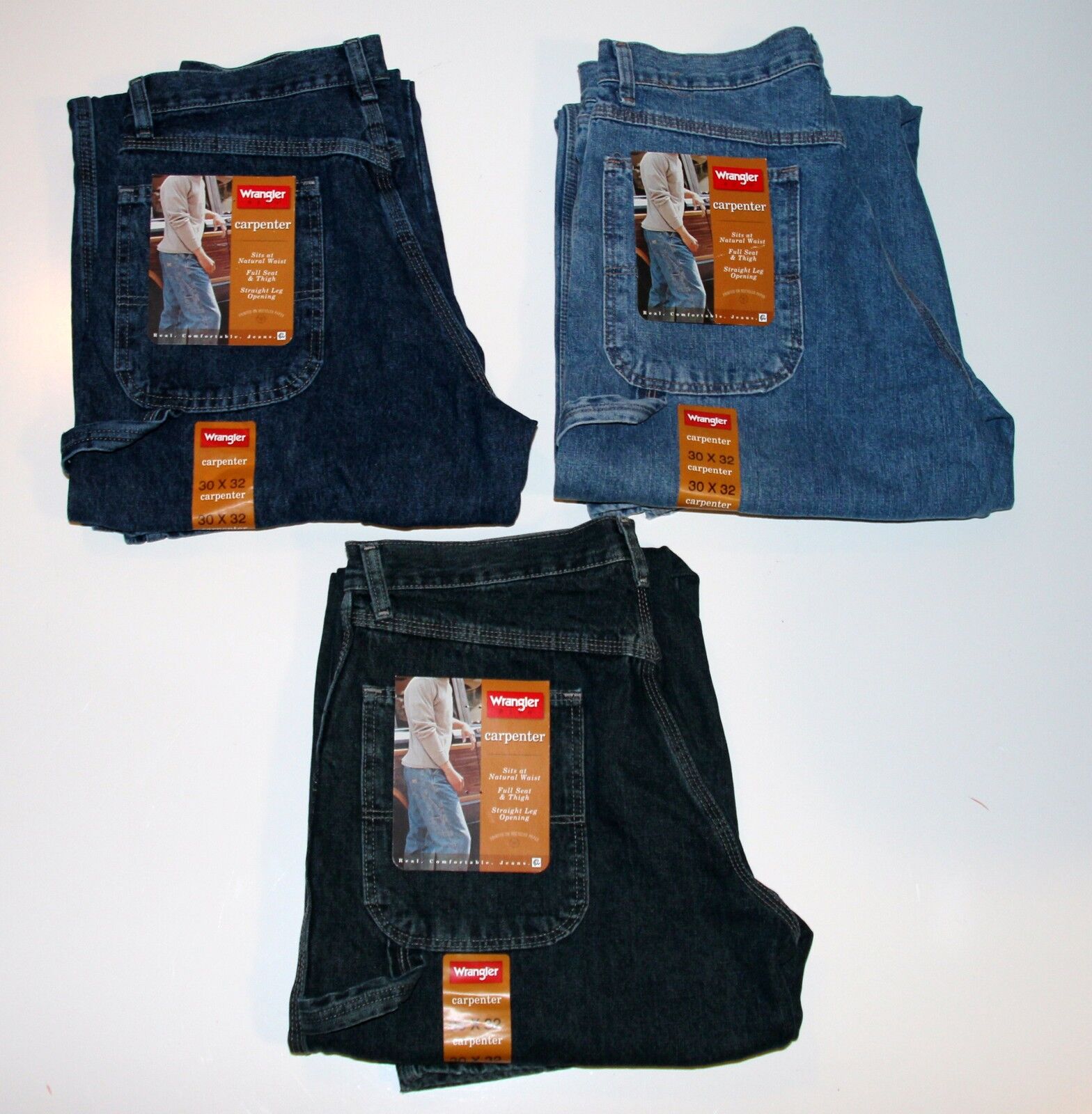 New Wrangler Men's Carpenter Jeans All sizes Three Colors Relaxed Fit | eBay
