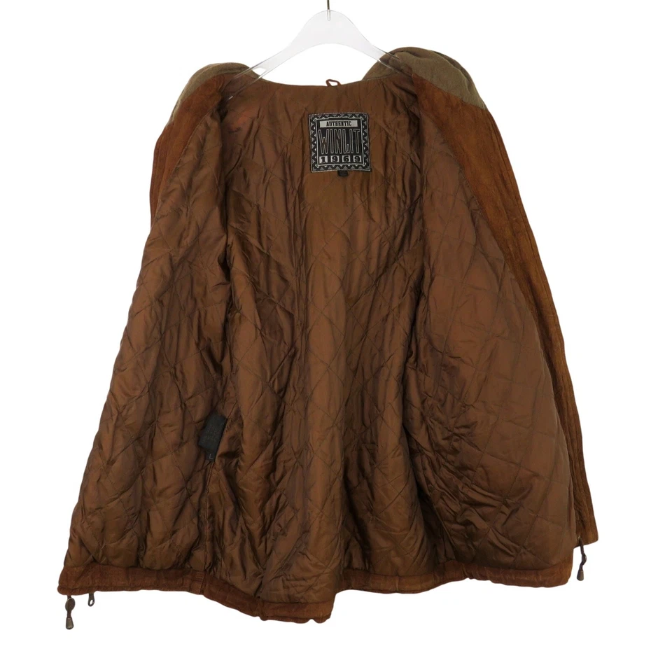 1980-е Winlit винтажная кожаная куртка коричневый замшевый Western с капюшоном куртки большой мужской - Изображение 2 из 4