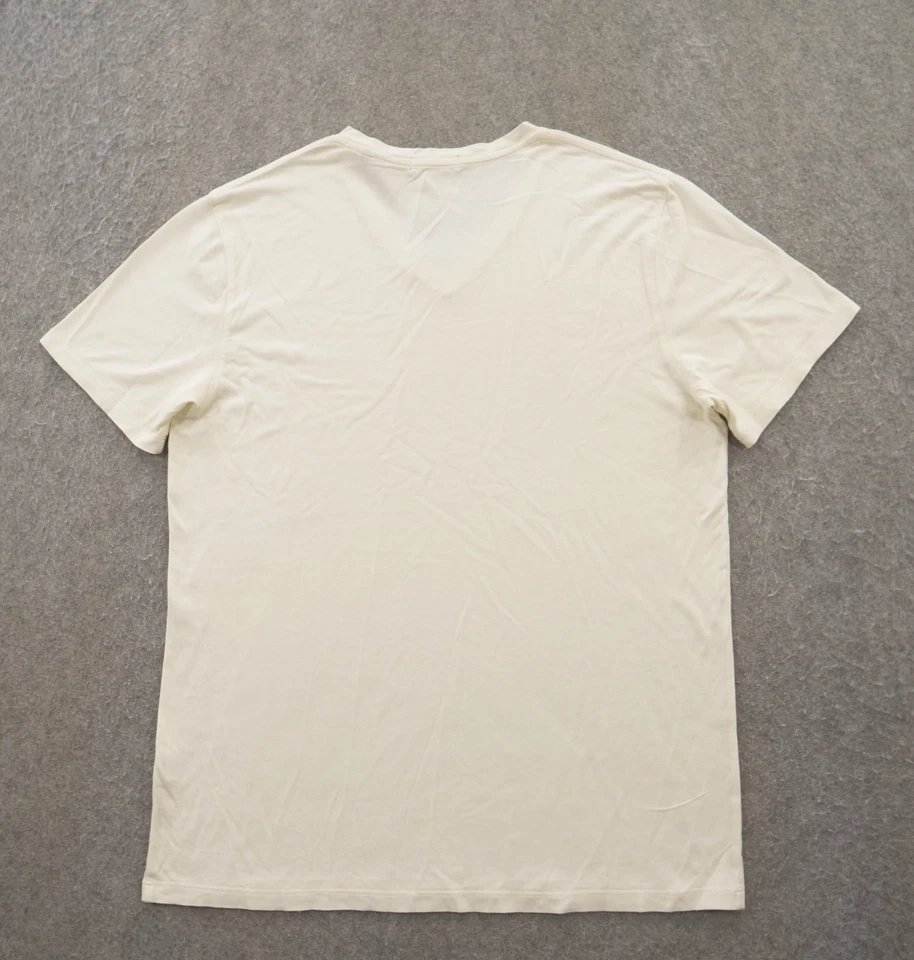 Camisa Teory Para Hombre Mediana Beige Cuello en V Manga Corta Pullover Camiseta Seda Algodón Foto 2 de 4