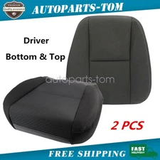 For GMC Sierra Chevy Tahoe 2007-2014 Driver Cloth Bottom & Top Seat Cover Black