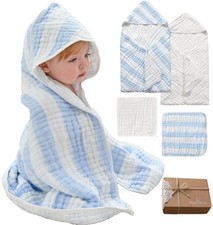 Muslin Hooded Baby Towel 4 Pack, 100 Organic Premium Cotton, 2 6-Layer 32x...