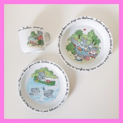 Haviland Limoges Babar the Elephant Child's Dinner Set Plate Bowl Mug Cup France