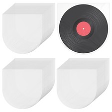 100 Pcs Vinyl Record Inner Sleeves, Anti-Static Round Bottom Inner Sleeve Tra...