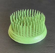 Vintage 2" Round Metal Pin Green FLOWER FROG Spike Floral Arrangement Holder