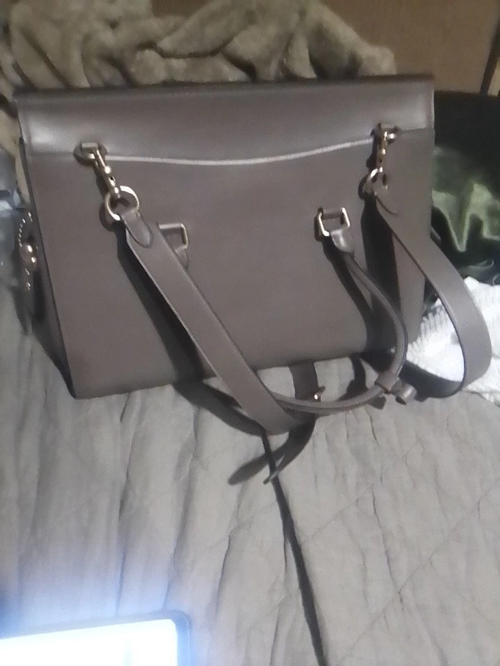 Bolsa Coach Broome Carryall Fecho Push C Couro Marrom Bolsa de Ferragens Dourada - Imagem 3 de 4