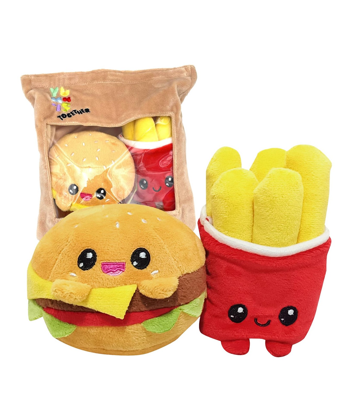 Joy Toy - Yummis Together Burger and Chips - 2 Plush 15 cm in Take Away Plush Ba
