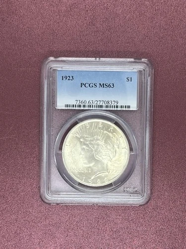 1923- P Peace Silver Dollar $1 PCGS MS63