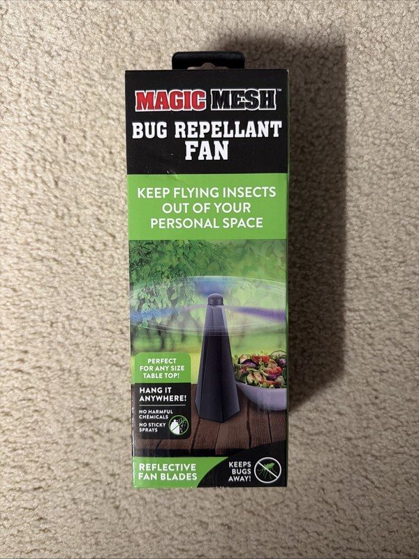 Magic Mesh Bug Repellent Fan New Unopened As Seen On TV Ships Free