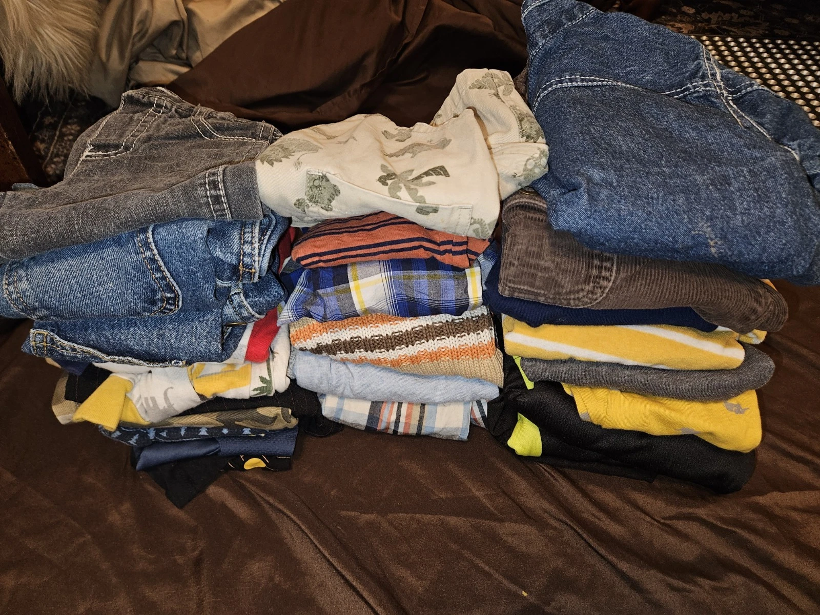 Baby Boy Clothing Lot Multicolor Denim Cotton Plaid Striped Animal Print