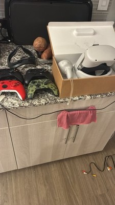 Sony Xbox Sega Game Consoles Lot with Controllers VR Headset and Cables