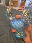 Fenton Blue Iridescent Glass Rooster
