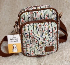 Disney Bioworld Winnie The Pooh Eeyore Tigger Crossbody Bag Purse Flowers