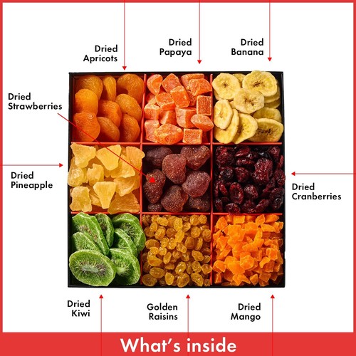 Dried Fruit Gift Basket - 9 Sectional - Tropical Arrangement - Gourmet Snack ... - Imagen 3 de 7