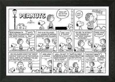Cookie Pumpkin BW Comic gerahmtes Wandbild Poster Leinwanddruck Bild