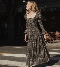 NWOT Doen Bellamy Long-Sleeved Dress - Noir Countryside Paisley - Size M