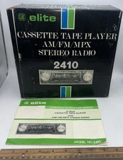 Elite 2410 Cassette Car Stereo Player with AM/FM-MPX Radio Box & Manual Only