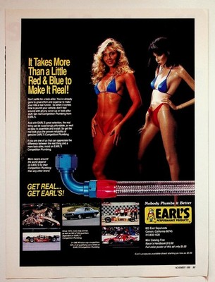 EARL'S Performance Products Vintage 1990 Magazine Print Ad Glamour Models