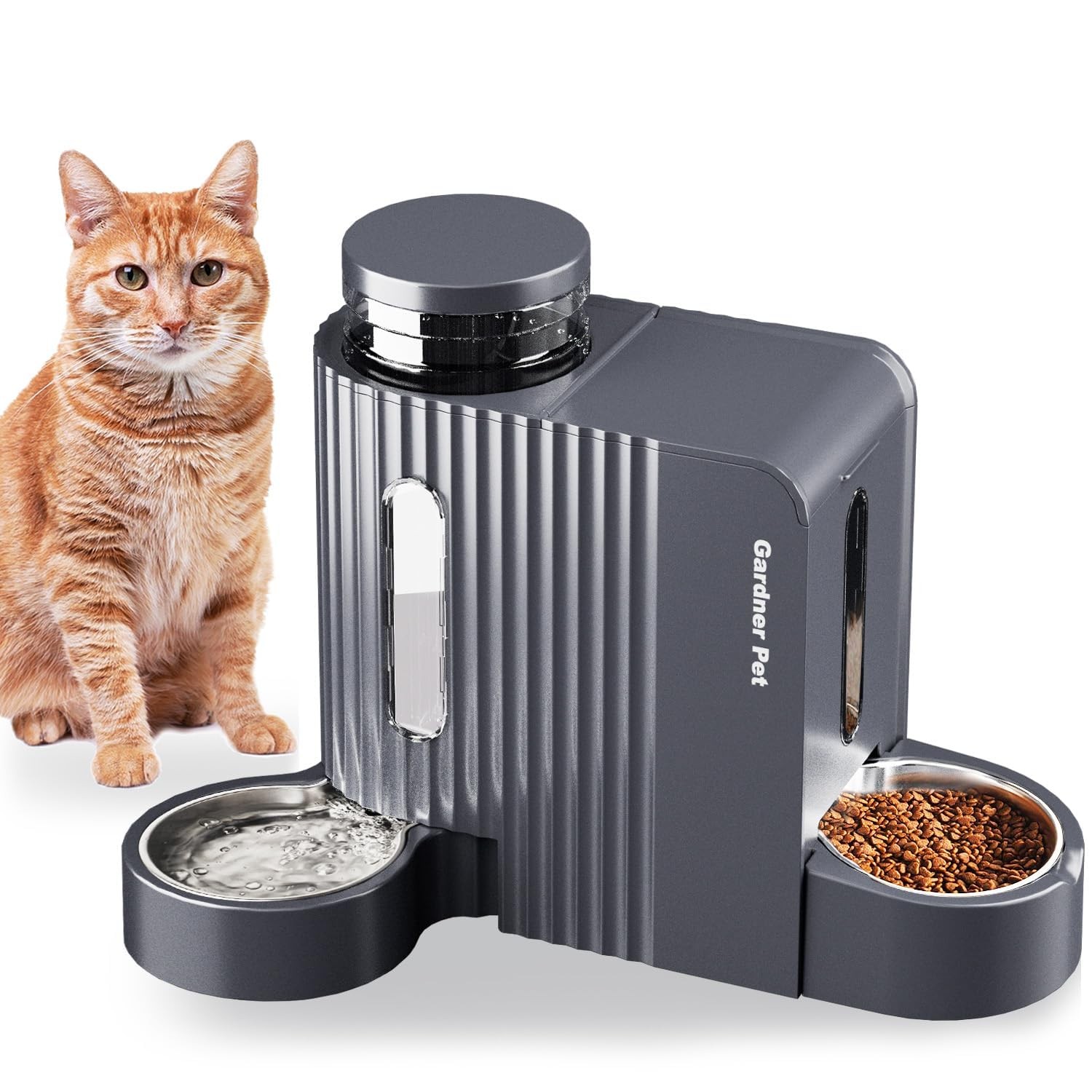 Gardner Pet Dispenser Automatico 2 in 1 Gatti: Sistema Gravità 3L+3L
