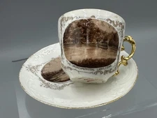Antique CRYSTAL LAKE IOWA Souvenir Porcelain Tea Cup Wheelock China Austria