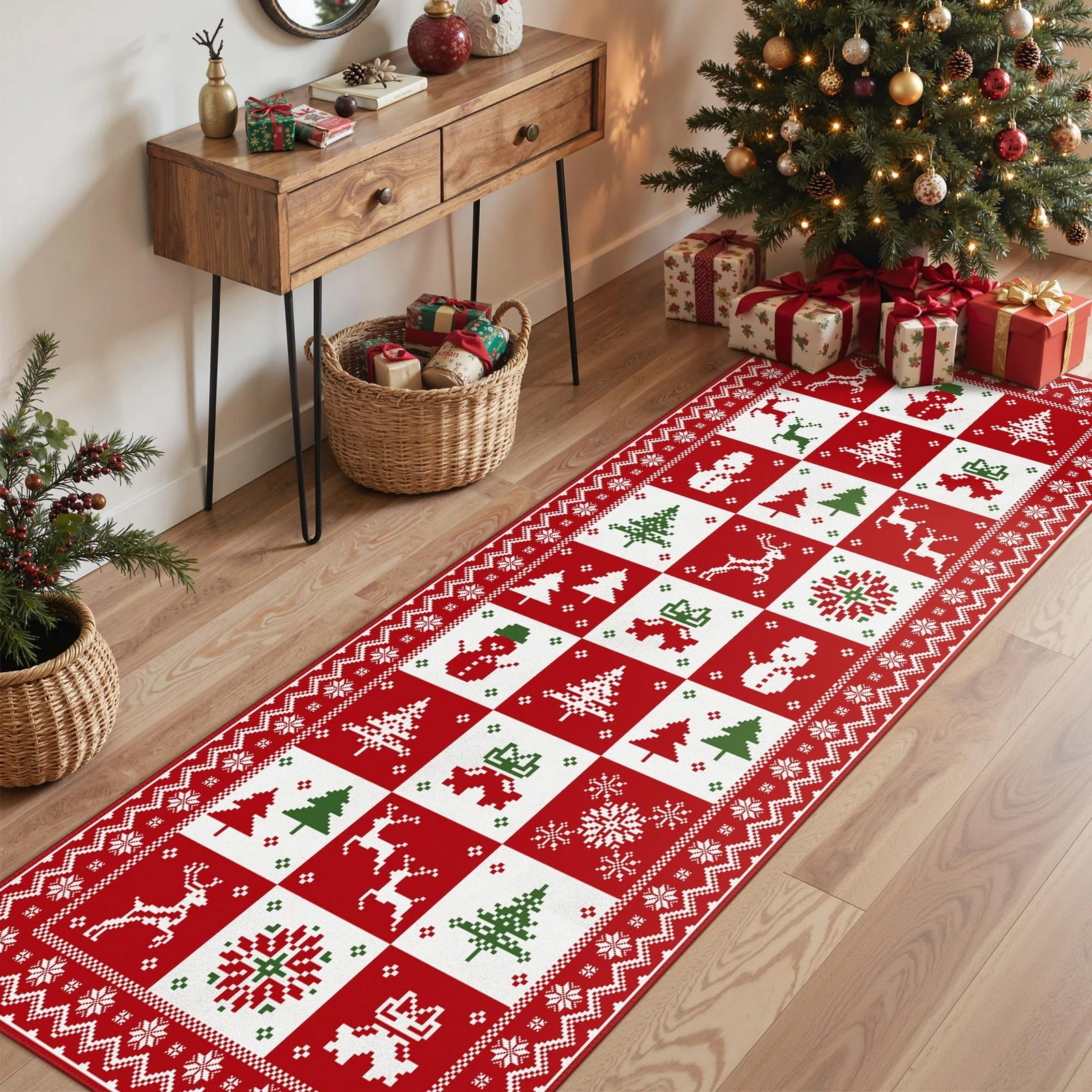 Christmas Runner Rug, Hallway and Kitchen Rug