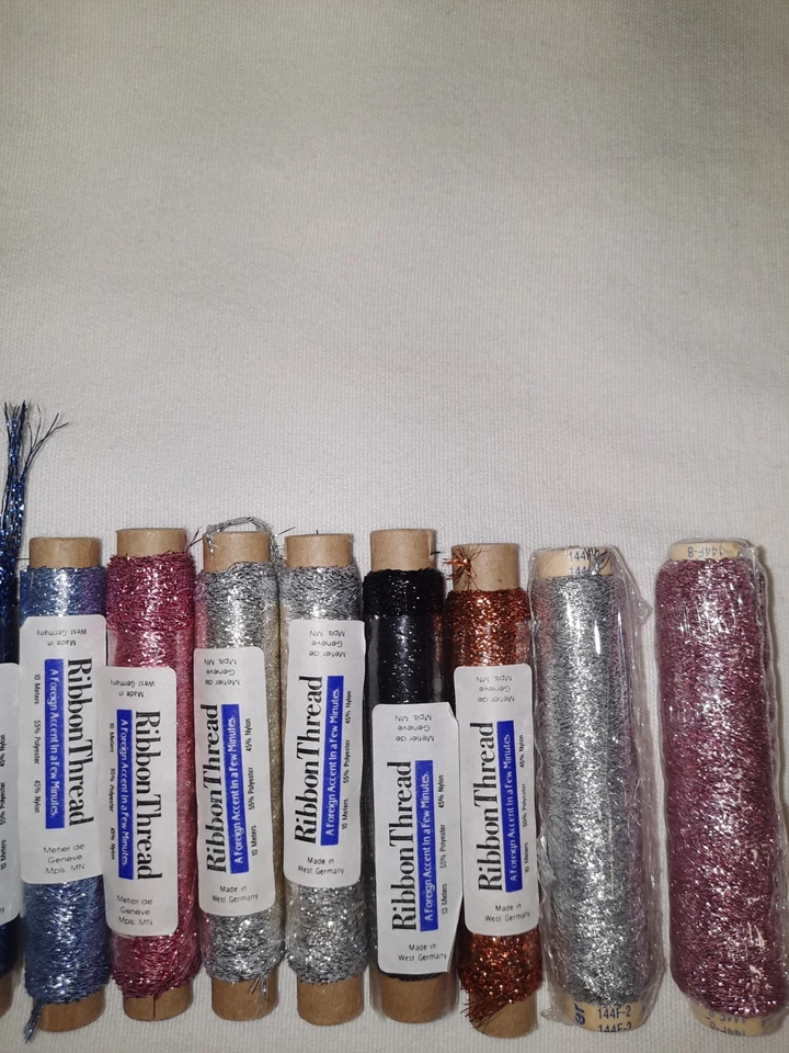 VTG West Germany Metallic Ribbon Thread ~ Mixed Colors  ~20 spools ~ 10 meters - Image 4 of 4