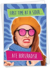 Nobleworks - Funny Passover Paper Card with 5 X 7 Inch Envelope (1 Card) Jewish