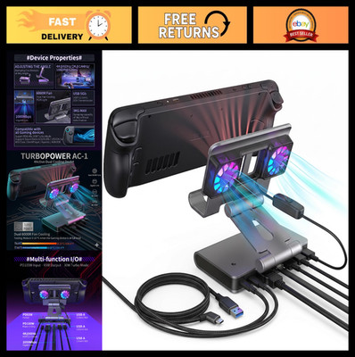 6-in-1 Gaming Dock with Cooling Fan, RGB Light, 4K HDMI, Gigabit Ethernet, 100W