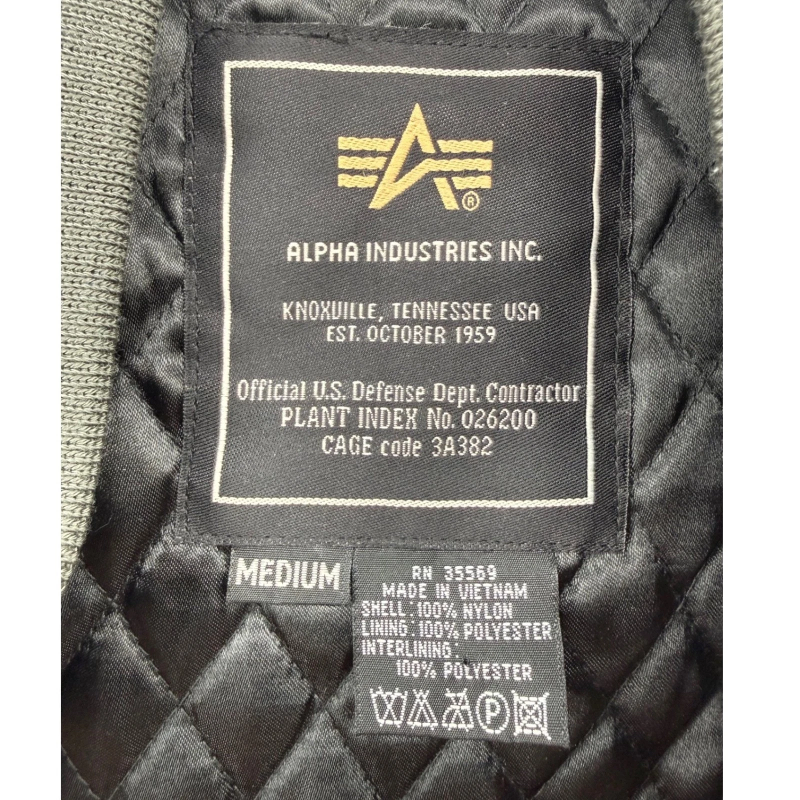 Alpha Industries Mens Medium Sage Green Black Bomber Varsity Jacket Quilted image 4