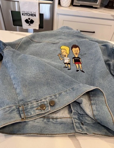 American Born MTV Beavis and Butt-Head Embroidered Denim Trucker Jacket XL image 4