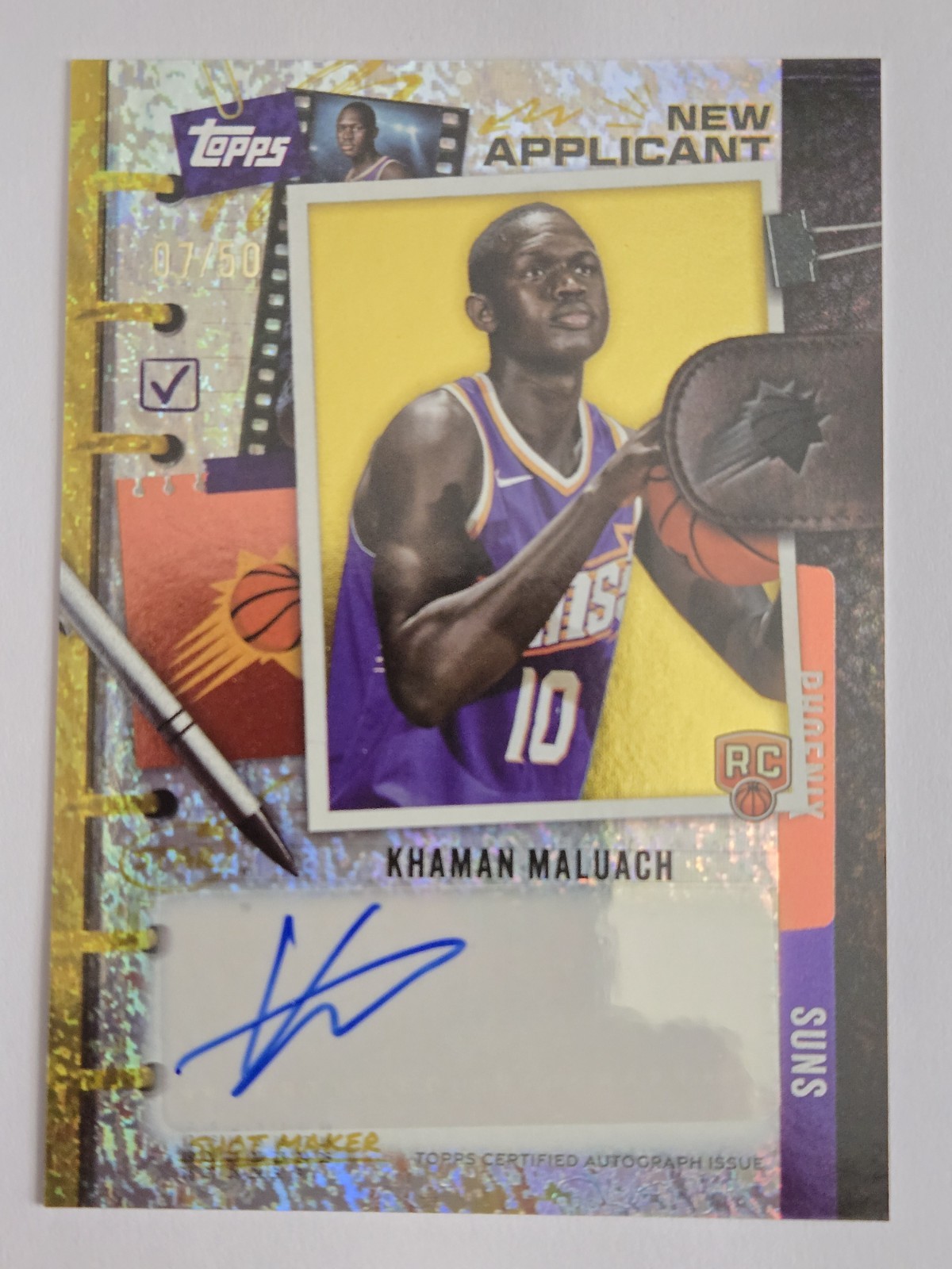 2025 Topps Basketball Khaman Maluach New Applicant RC Auto Gold HoloFoil 7/50 SP