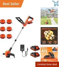 Cordless 20V String Trimmer Edger 12 Inch Auto Feed Battery Powered Lawn